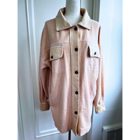 FREE PEOPLE Ruby Shacket Shirt Jacket Peach Size M - Picture 2 of 14